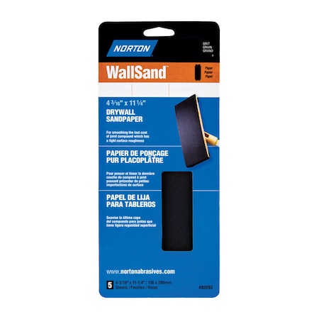 Norton Abrasives Norton WallSand 11-1/4 in. L X 4-3/16 in. W 80 Grit Silicon Carbide Sanding Sheet 5 pk 07660701887